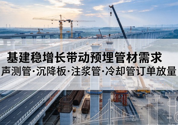 海南基建稳增长带动预埋监测管材需求，声测管、沉降板、注浆管订单持续放量